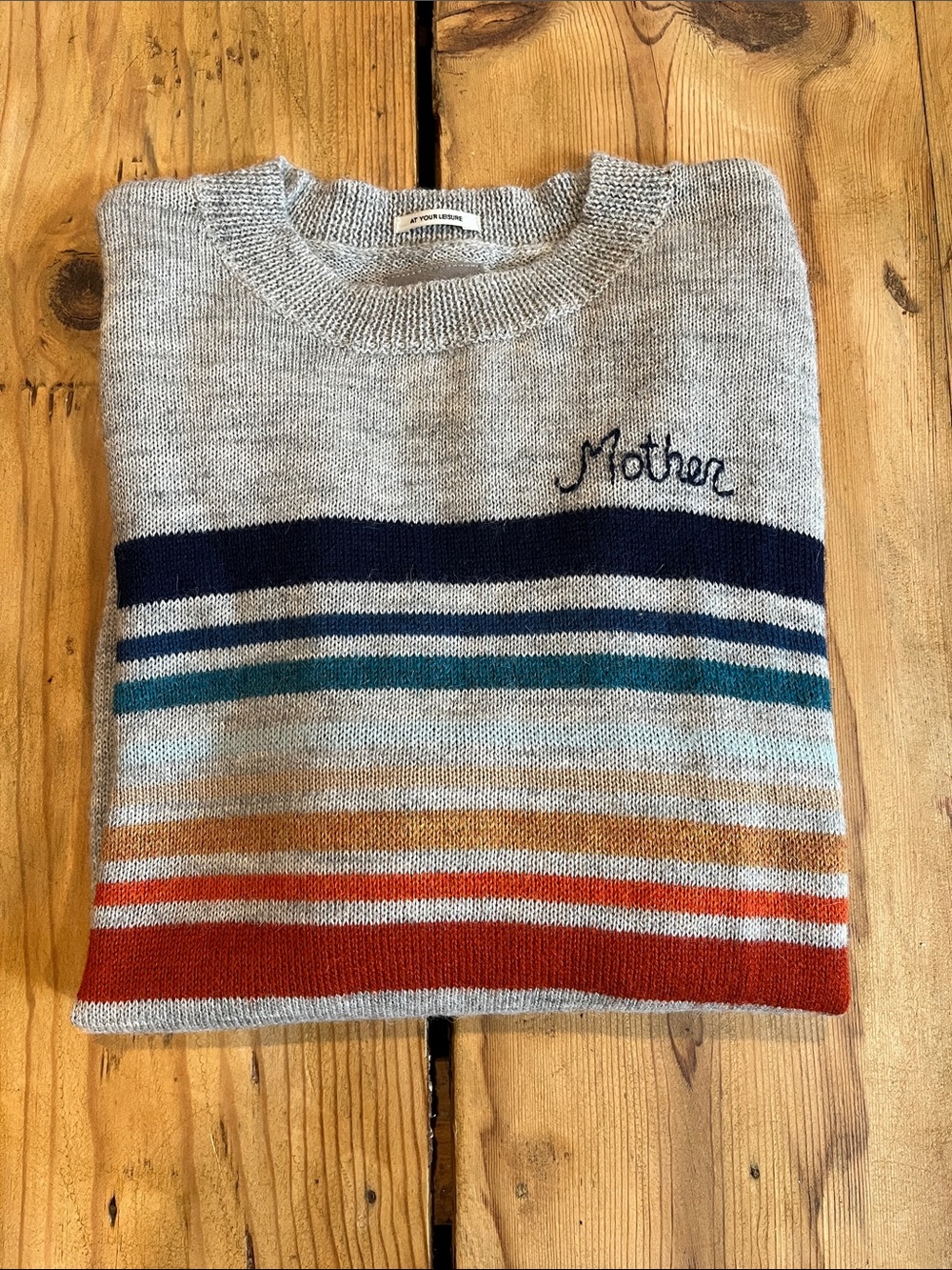 MOTHER S Gray Alpaca Wool On The Edge Of Golden The Jumper Crew Neck Sweater